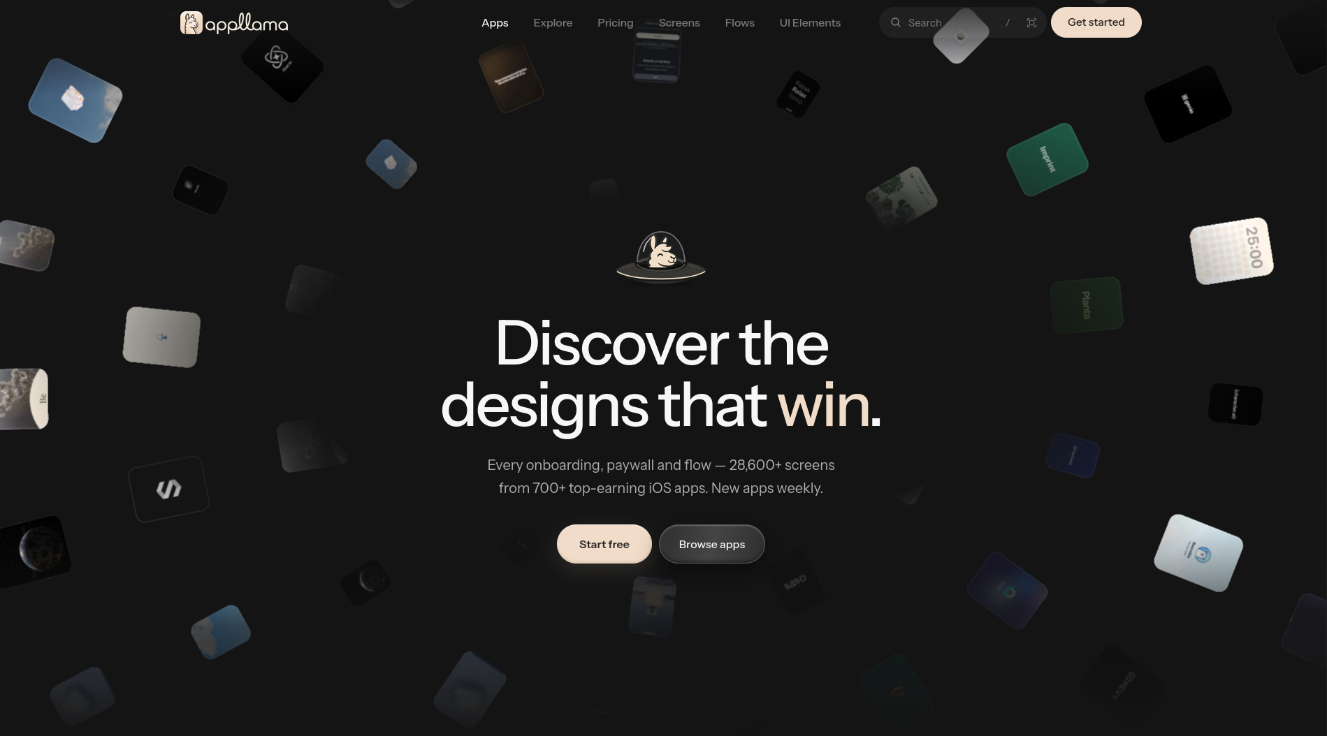 Landing page for designs inspiration